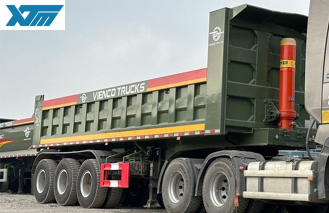 Hình 1: Sơ Mi Rơ Moóc Ben Tự Đổ 3 Trục Thùng Vuông Fushi