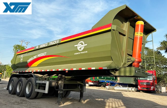 Hình 1: Sơ Mi Rơ Mooc Ben Tự Đổ 3 Trục Thùng U Fushi