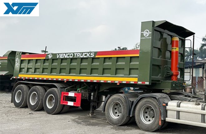 Moóc Ben Tự Đổ 3 Trục Thùng Vuông Fushi